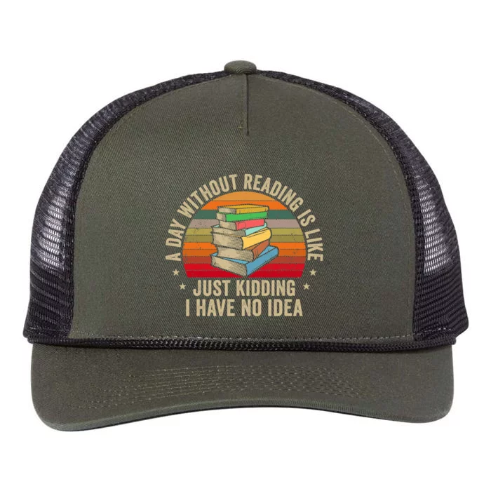 A Day Without Reading Is Like Book Lover Nerd Librarian Read Retro Rope Trucker Hat Cap