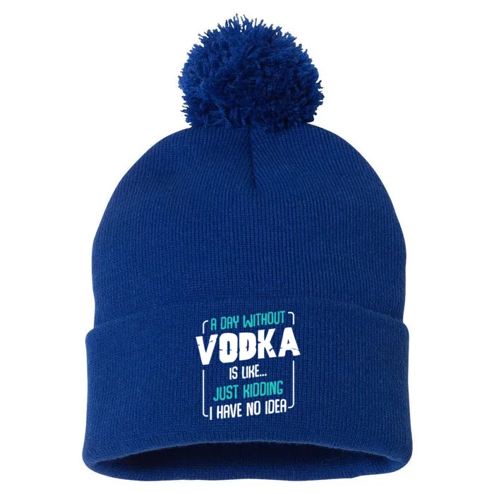 A Day Without Vodka Alcoholic Beverage S Funny Quotes Gift Pom Pom 12in Knit Beanie