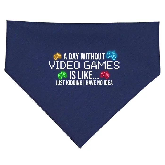 A Day Without Video Games Funny Gamer USA-Made Doggie Bandana