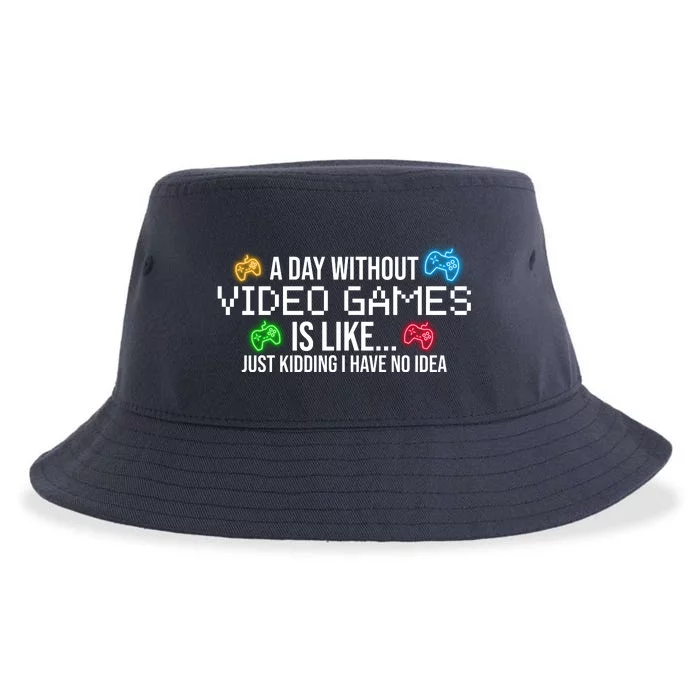 A Day Without Video Games Funny Gamer Sustainable Bucket Hat