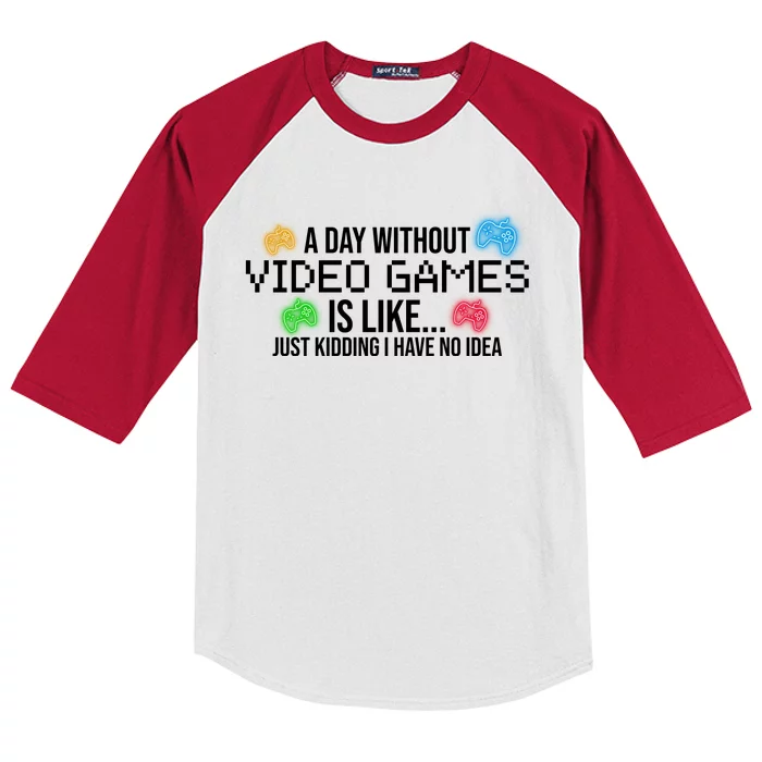 A Day Without Video Games Funny Gamer Kids Colorblock Raglan Jersey