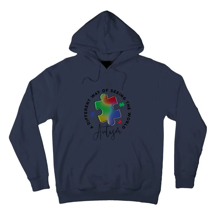 A Different Way Of Seeing The World Puzzle Autism Awareness Month Tall Hoodie