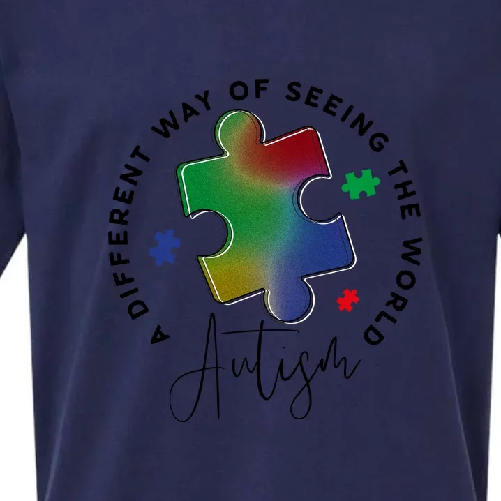 A Different Way Of Seeing The World Puzzle Autism Awareness Month Sueded Cloud Jersey T-Shirt