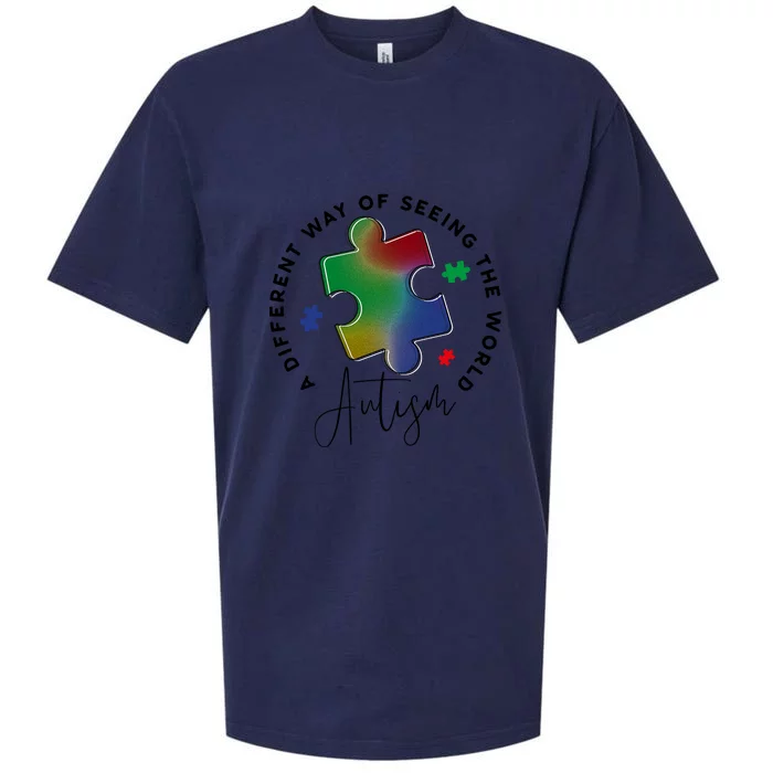 A Different Way Of Seeing The World Puzzle Autism Awareness Month Sueded Cloud Jersey T-Shirt