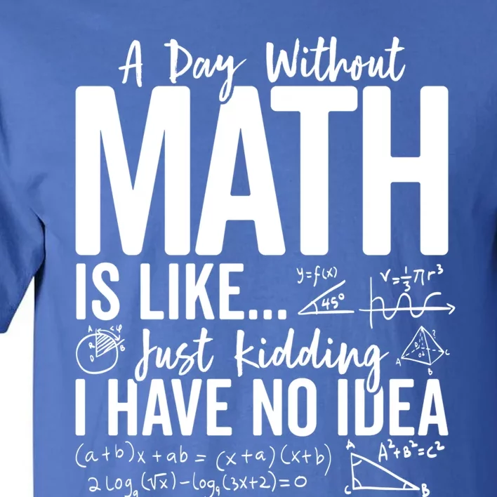 A Day Without Math Lover Tee Funny Math Teacher Pi Day Funny Gift Tall T-Shirt