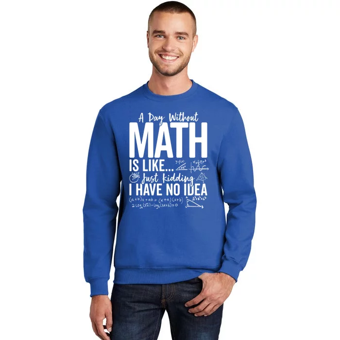 A Day Without Math Lover Tee Funny Math Teacher Pi Day Funny Gift Tall Sweatshirt