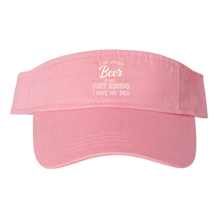 A Day Without Beer Is Like Just Ding I Have No Idea Funny Gift Valucap Bio-Washed Visor