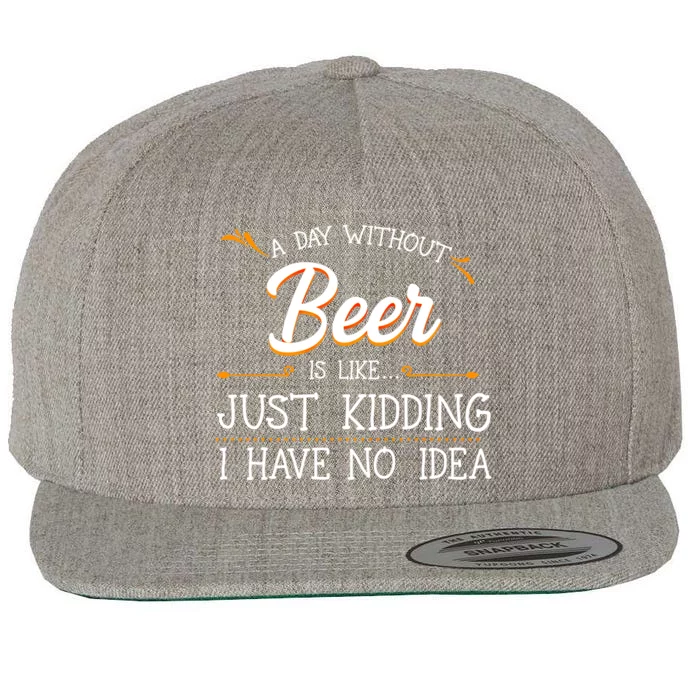 A Day Without Beer Is Like Just Ding I Have No Idea Funny Gift Wool Snapback Cap