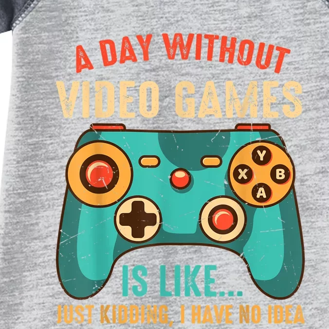 A DAY WITHOUT VIDEO GAMES IS LIKE Funny Gaming Gamer Infant Baby Jersey Bodysuit