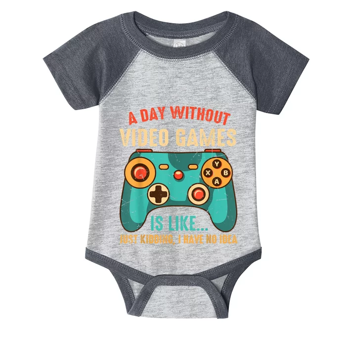 A DAY WITHOUT VIDEO GAMES IS LIKE Funny Gaming Gamer Infant Baby Jersey Bodysuit