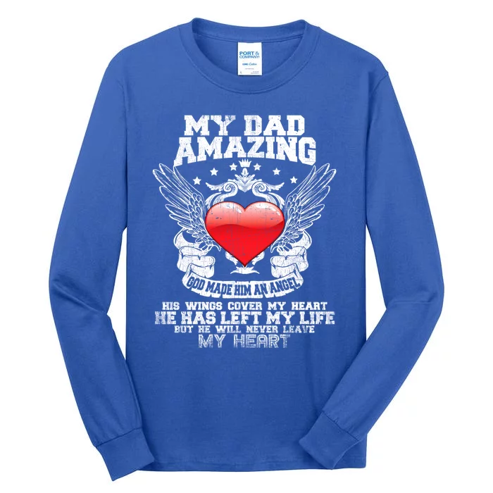 Amazing Dad Wings Cover My Heart Fathers Remembrance Gift Tall Long Sleeve T-Shirt