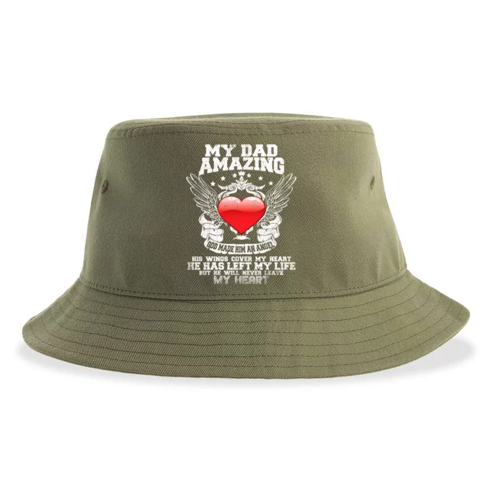 Amazing Dad Wings Cover My Heart Fathers Remembrance Gift Sustainable Bucket Hat