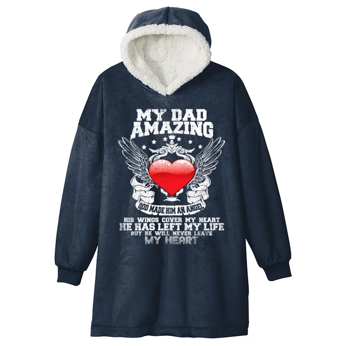 Amazing Dad Wings Cover My Heart Fathers Remembrance Gift Hooded Wearable Blanket