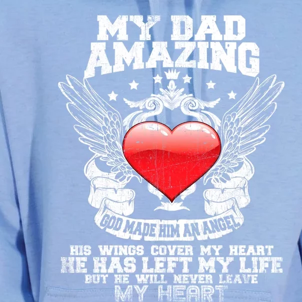 Amazing Dad Wings Cover My Heart Fathers Remembrance Gift Unisex Surf Hoodie