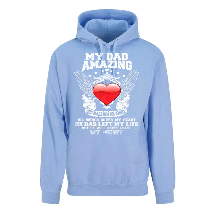 Amazing Dad Wings Cover My Heart Fathers Remembrance Gift Unisex Surf Hoodie