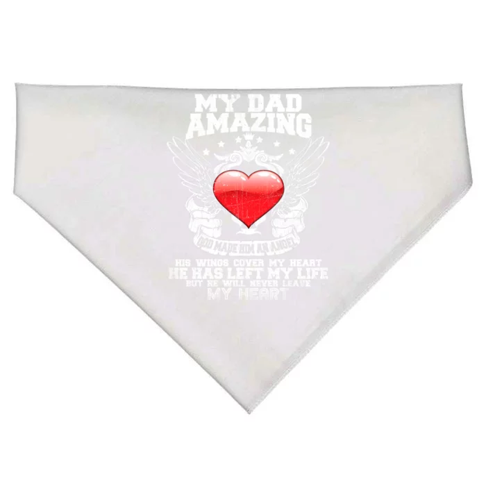 Amazing Dad Wings Cover My Heart Fathers Remembrance Gift USA-Made Doggie Bandana