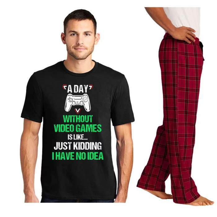 A Day Without Video Games Video Gamer Joke Gaming Pajama Set