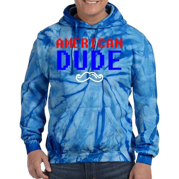 American Dude With Mustache Graphic Gift Cute Gift Tie Dye Hoodie