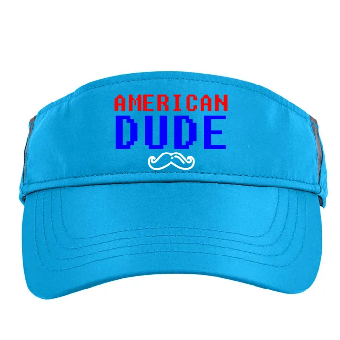 American Dude With Mustache Graphic Gift Cute Gift Adult Drive Performance Visor