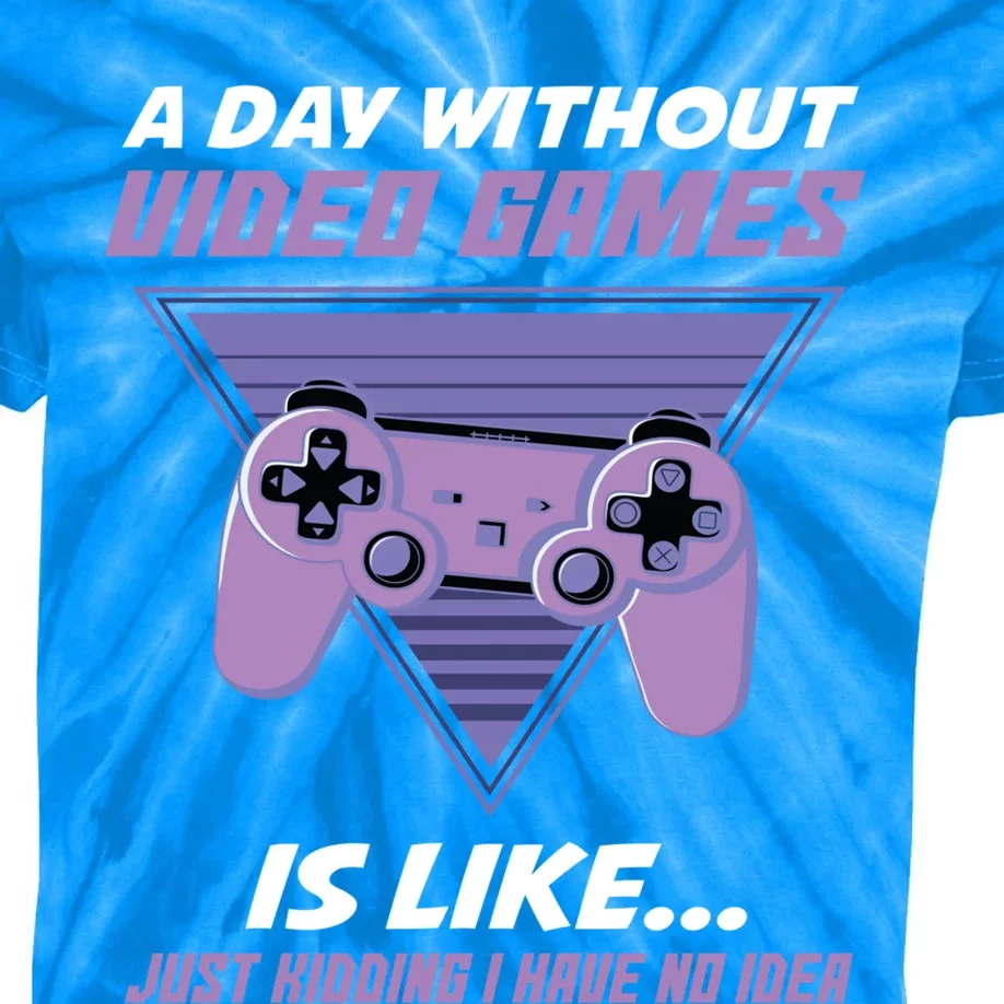 A Day Without Video Games Is Like Gaming Funny Retro Gamer Cute Gift Kids Tie-Dye T-Shirt