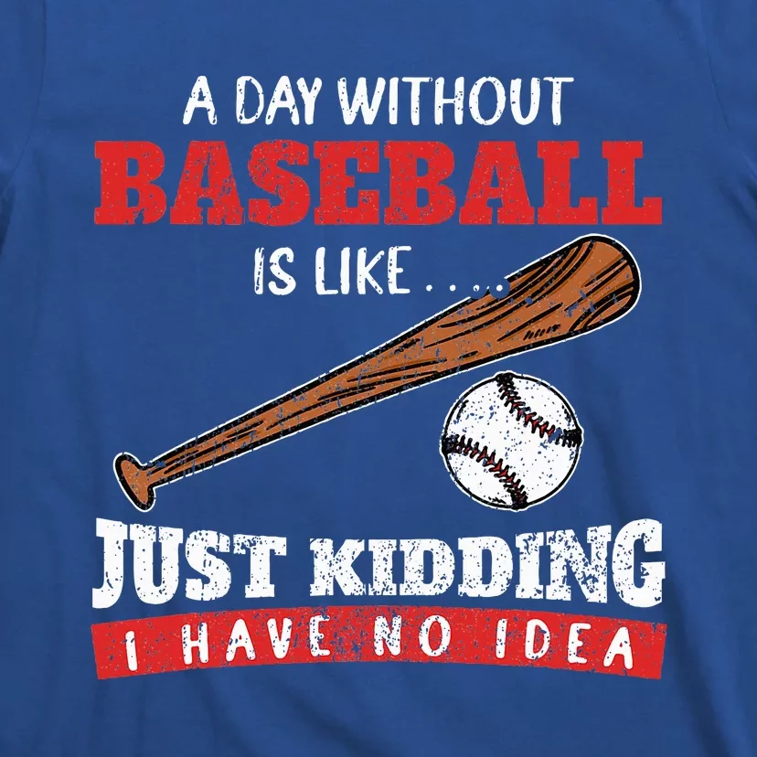 A Day Without Baseball Is Like Just Kidding I Have No Idea T-Shirt