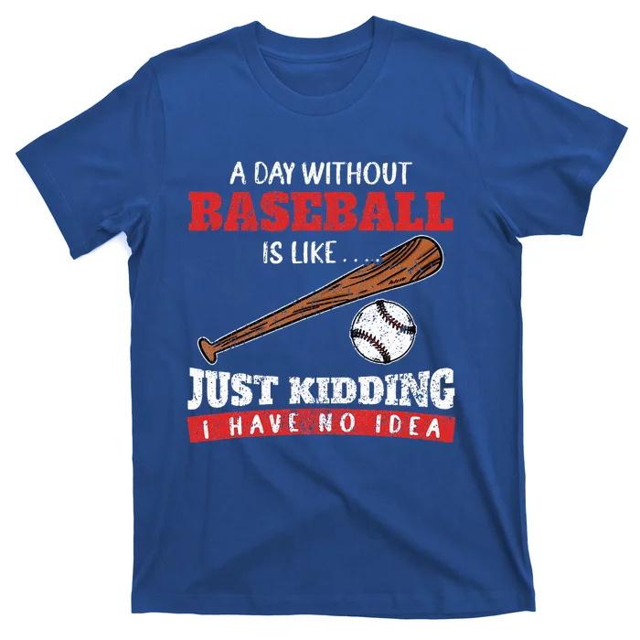 A Day Without Baseball Is Like Just Kidding I Have No Idea T-Shirt