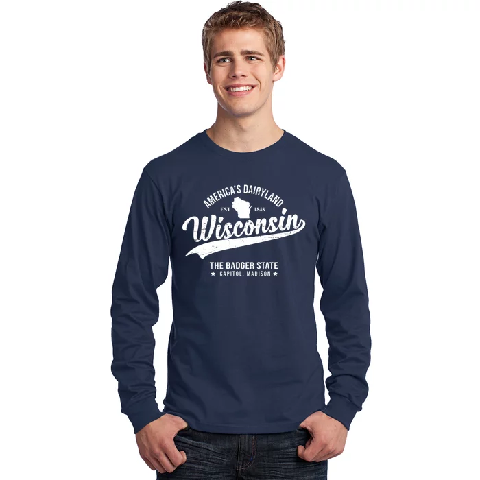 Americas Dairyland Wisconsin Est 1848 Vintage Long Sleeve Shirt