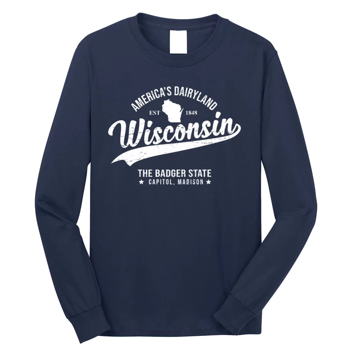 Americas Dairyland Wisconsin Est 1848 Vintage Long Sleeve Shirt