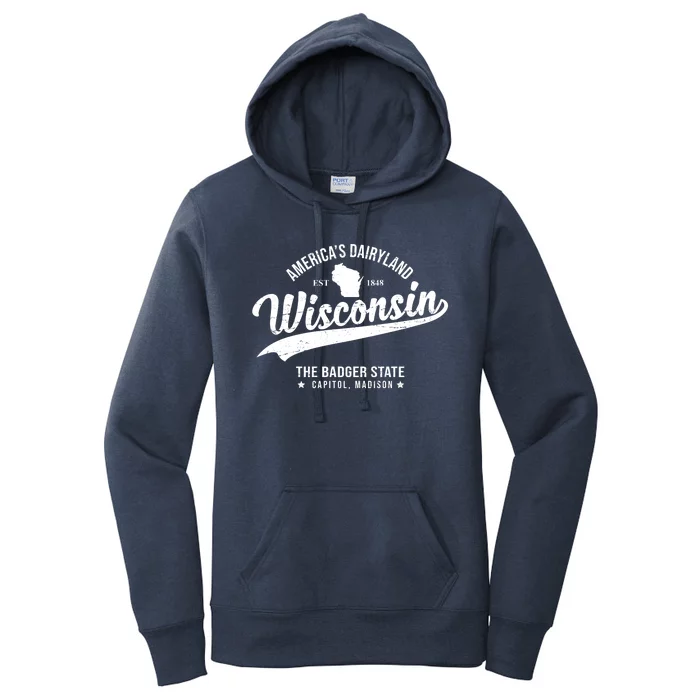 Americas Dairyland Wisconsin Est 1848 Vintage Women's Pullover Hoodie