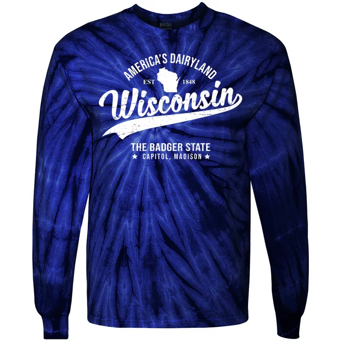 Americas Dairyland Wisconsin Est 1848 Vintage Tie-Dye Long Sleeve Shirt