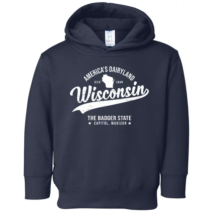 Americas Dairyland Wisconsin Est 1848 Vintage Toddler Hoodie