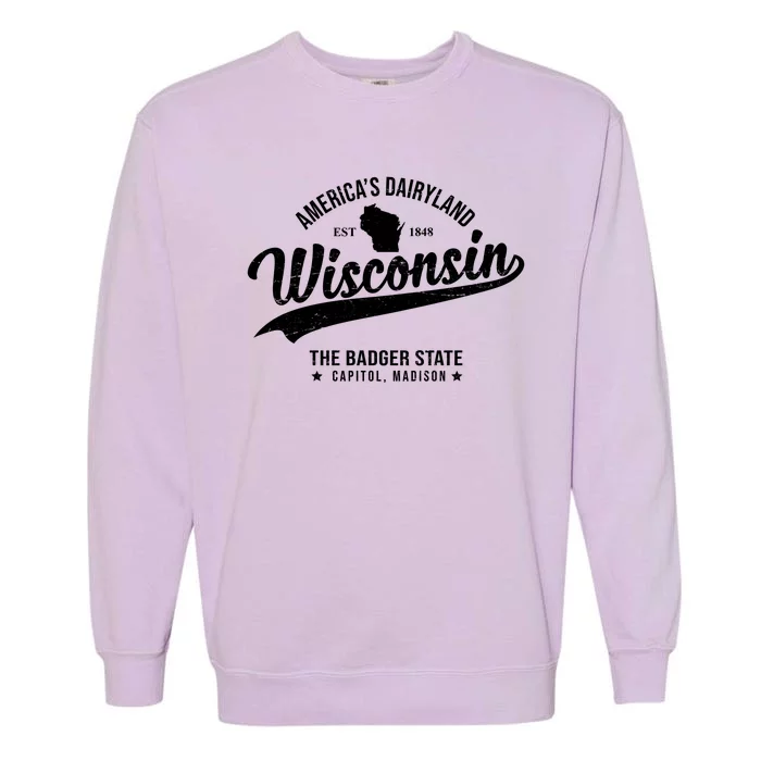 Americas Dairyland Wisconsin Est 1848 Vintage Garment-Dyed Sweatshirt