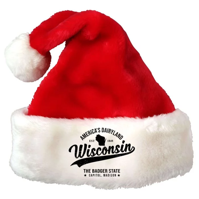 Americas Dairyland Wisconsin Est 1848 Vintage Premium Christmas Santa Hat