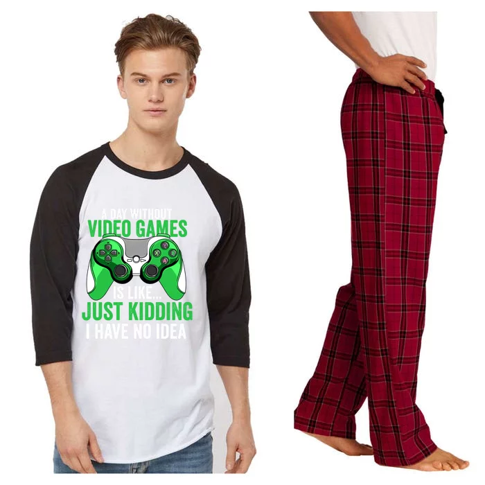 A Day Without Video Games Gamer Funny Gaming Vintage Raglan Sleeve Pajama Set