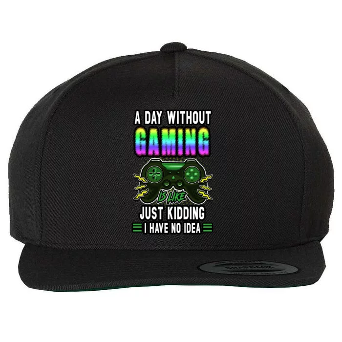 A Day Without Video Games Is Like Funny Video Gamer Gaming Gift Wool Snapback Cap