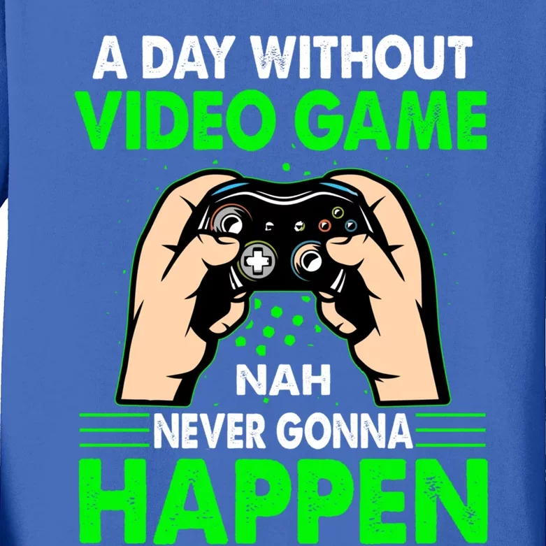 A Day Without Video Games Cute Gift And Gamer Gaming Gift Kids Long Sleeve Shirt