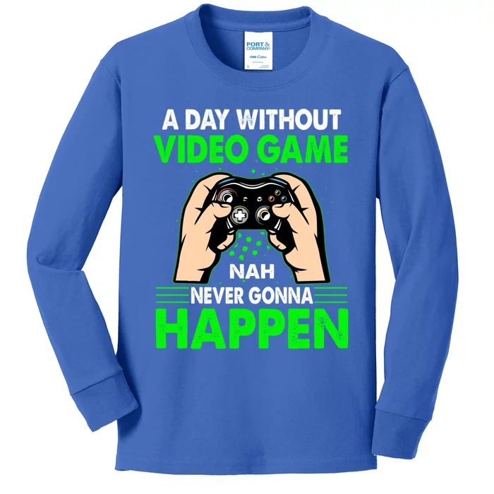 A Day Without Video Games Cute Gift And Gamer Gaming Gift Kids Long Sleeve Shirt