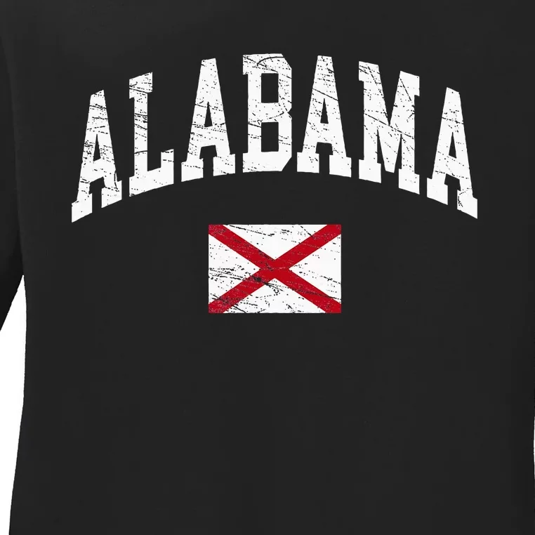 Alabama Distressed Worn Design Flag Of Alabama Classic Ladies Long Sleeve Shirt