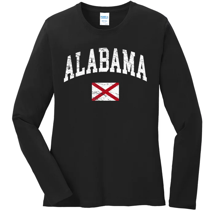 Alabama Distressed Worn Design Flag Of Alabama Classic Ladies Long Sleeve Shirt