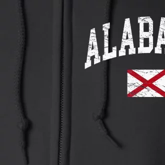 Alabama Distressed Worn Design Flag Of Alabama Classic Full Zip Hoodie