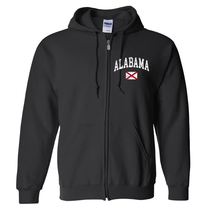 Alabama Distressed Worn Design Flag Of Alabama Classic Full Zip Hoodie