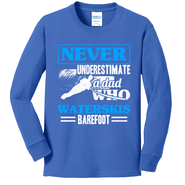 A Dad Who Waterskis Barefoot Water Skiing Wakeboarding Gift Kids Long Sleeve Shirt