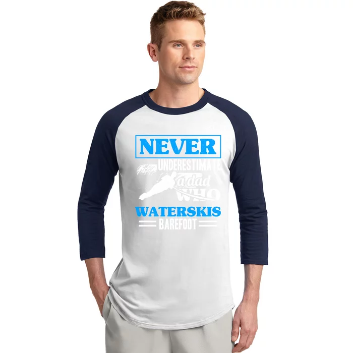 A Dad Who Waterskis Barefoot Water Skiing Wakeboarding Gift Baseball Sleeve Shirt