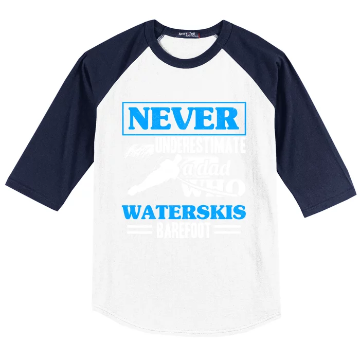 A Dad Who Waterskis Barefoot Water Skiing Wakeboarding Gift Baseball Sleeve Shirt