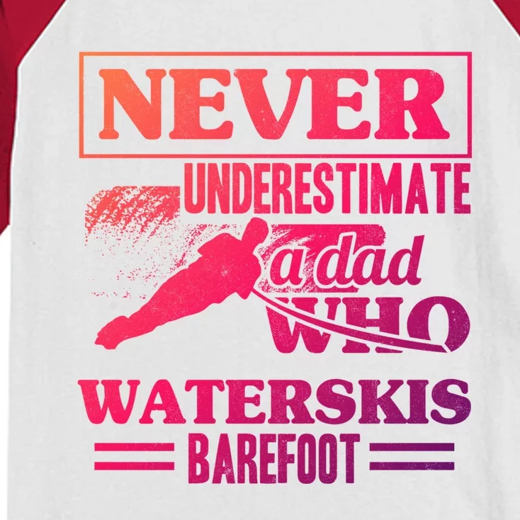 A Dad Who Waterskis Barefoot Water Skiing Wakeboarding Gift Kids Colorblock Raglan Jersey