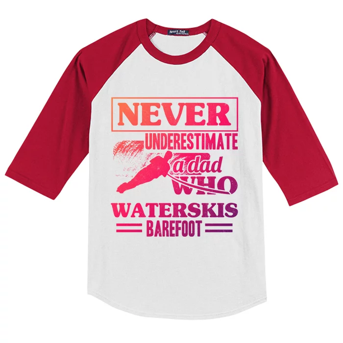 A Dad Who Waterskis Barefoot Water Skiing Wakeboarding Gift Kids Colorblock Raglan Jersey