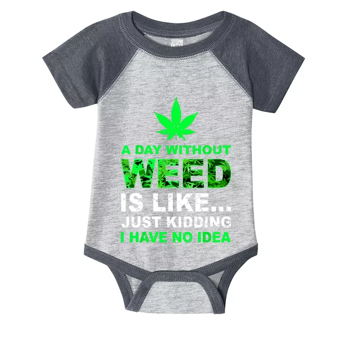 A Day Without Weed Funny Marijuana Cannabis Weed Pot 420 Infant Baby Jersey Bodysuit