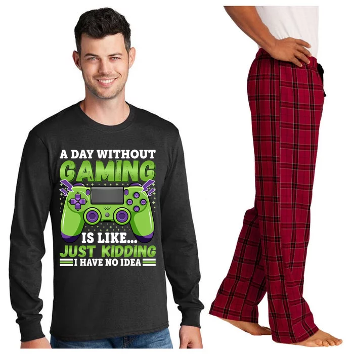 A Day Without Gaming Is Like Funny Video Games Gaming Gift Long Sleeve Pajama Set