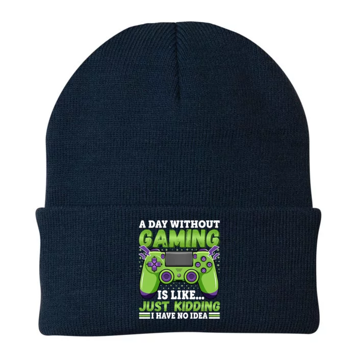 A Day Without Gaming Is Like Funny Video Games Gaming Gift Knit Cap Winter Beanie