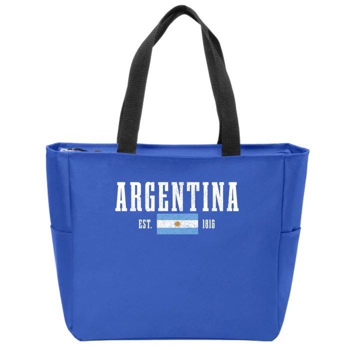 Argentina Est 1816 Argentinian Flag Pride Vintage Argentina Gift Zip Tote Bag